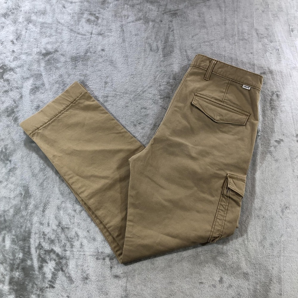 Levis Cargo Pants Mens 34x28.5 Beige Khaki Stretch Straight Leg Workwear